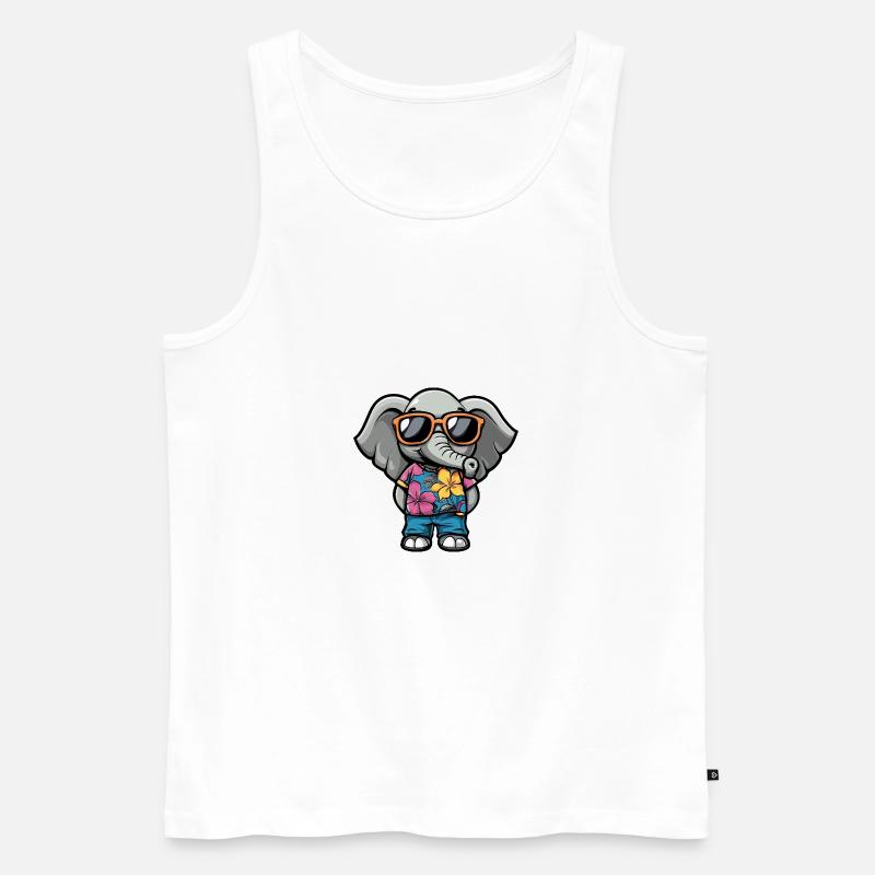 Elefant Comic Urlaub - Männer Premium Bio Tank Top - Weiß