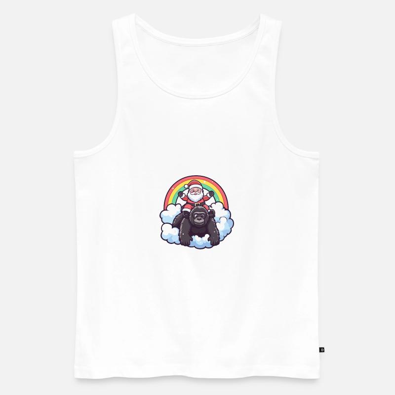 Gorilla Weihnachtsmann Regenbogen - Männer Premium Bio Tank Top - Weiß