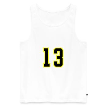 13 Zahl Trikot - Männer Premium Bio Tank Top - Weiß - Vorne - Michal (187cm)