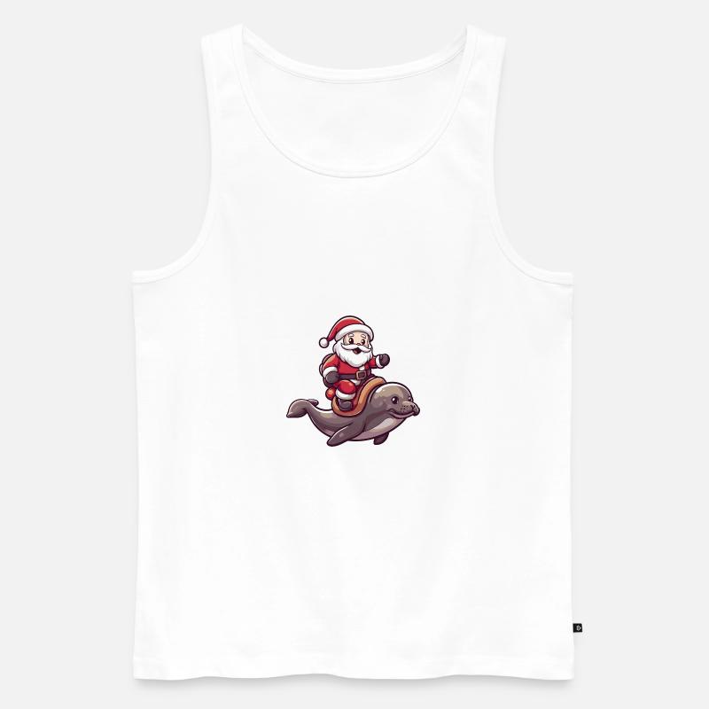 Robbe Tier Weihnachtsmann - Männer Premium Bio Tank Top - Weiß