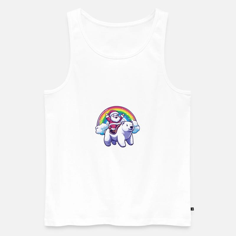 Eisbär Weihnachtsmann Regenbogen - Männer Premium Bio Tank Top - Weiß
