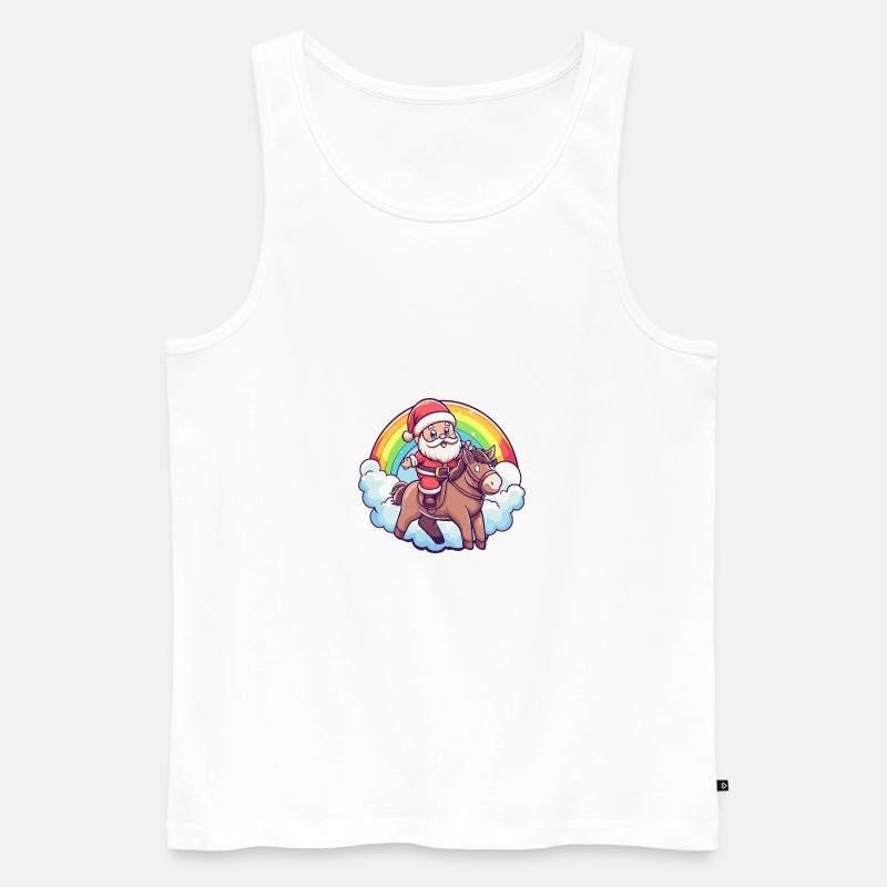 Esel Weihnachtsmann Regenbogen - Männer Premium Bio Tank Top - Weiß