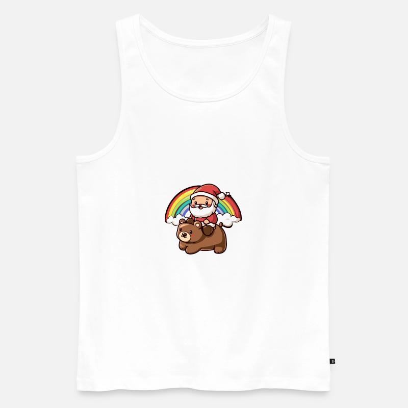 Bär Weihnachtsmann Regenbogen - Männer Premium Bio Tank Top - Weiß