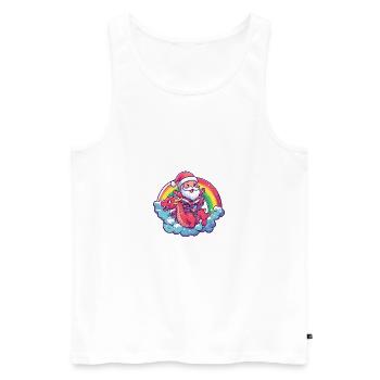 Drache Weihnachtsmann Regenbogen - Männer Premium Bio Tank Top - Weiß - Vorne - Michal (187cm)