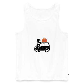 Paket Dienst Lieferung - Männer Premium Bio Tank Top - Weiß - Vorne - AI Model Male 178 light (178cm)
