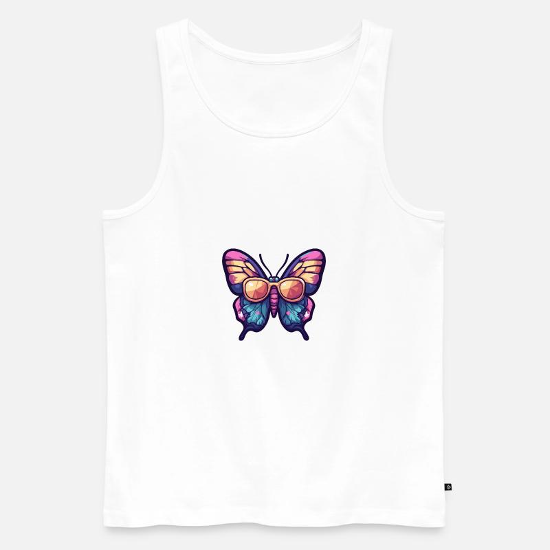 Schmetterling Comic Urlaub - Männer Premium Bio Tank Top - Weiß