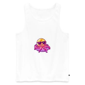 Qualle Comic Cool - Männer Premium Bio Tank Top - Weiß - Vorne - Michal (187cm)