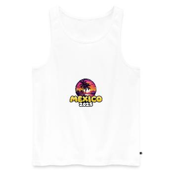 Mexiko 2025 Palmen Bunt - Männer Premium Bio Tank Top - Weiß - Vorne - Michal (187cm)
