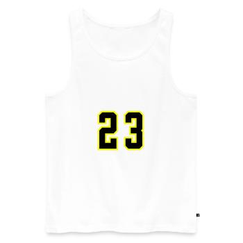 23 Zahl Trikot - Männer Premium Bio Tank Top - Weiß - Vorne - Michal (187cm)