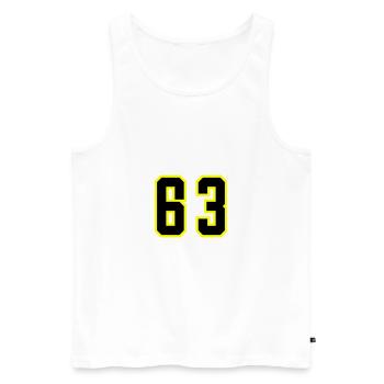 Maillot à numéros 63 - Débardeur bio Premium Homme - blanc - Devant - Michal (187cm)