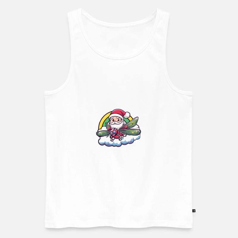 Libelle Weihnachtsmann Regenbogen - Männer Premium Bio Tank Top - Weiß