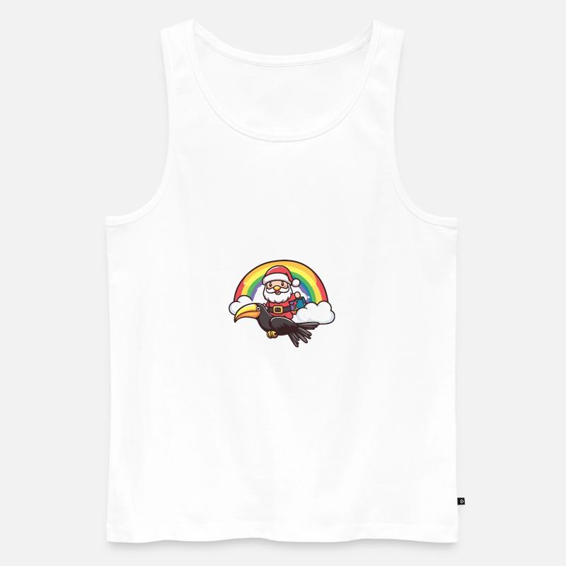 Tukan Vogel Weihnachtsmann Regenbogen - Männer Premium Bio Tank Top - Weiß