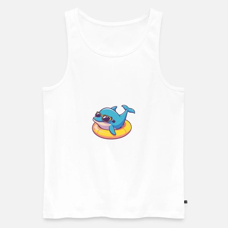 Delfin Comic Cool - Männer Premium Bio Tank Top - Weiß