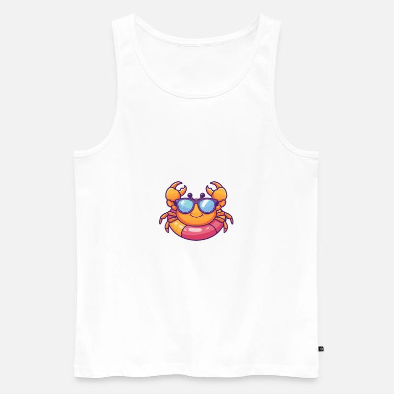 Krebs Krabbe Comic Cool - Männer Premium Bio Tank Top - Weiß