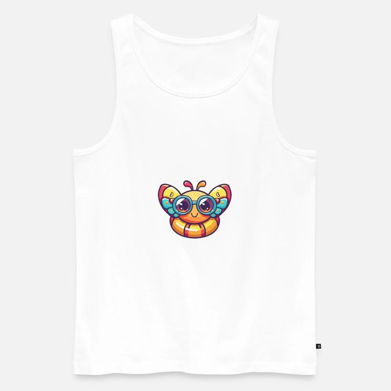 Schmetterling Comic Cool - Männer Premium Bio Tank Top - Weiß