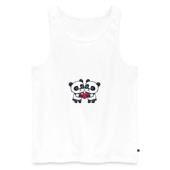 Panda Couple Saint-Valentin - Débardeur bio Premium Homme - blanc - Devant - Michal (187cm)