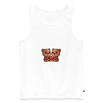Couple d’ours Saint-Valentin - Débardeur bio Premium Homme - blanc - Devant - Michal (187cm)