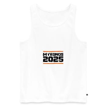Vacances Mykonos 2025 - Débardeur bio Premium Homme - blanc - Devant - Michal (187cm)