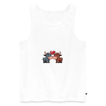 Stier Paar Valentinstag - Männer Premium Bio Tank Top - Weiß - Vorne - Michal (187cm)