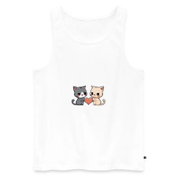 Katze Paar Valentinstag - Männer Premium Bio Tank Top - Weiß - Vorne - Michal (187cm)