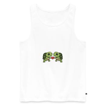 Tortue Couple Saint-Valentin - Débardeur bio Premium Homme - blanc - Devant - Michal (187cm)