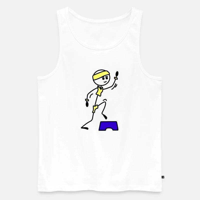 Schritte oder Aerobic Mädchen Trainingsübung - Männer Premium Bio Tank Top - Weiß