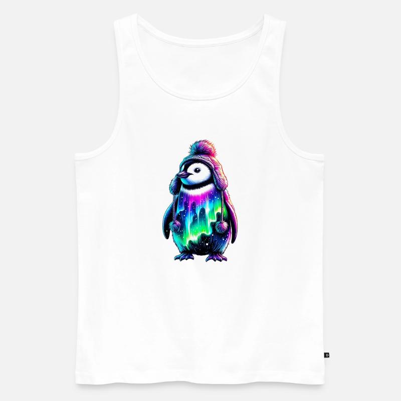 Aurora Borealis Pinguin - Männer Premium Bio Tank Top - Weiß