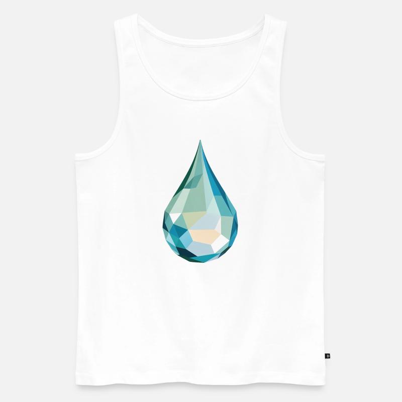 Wassertropfen - Cooles Low Poly Logo - Männer Premium Bio Tank Top - Weiß