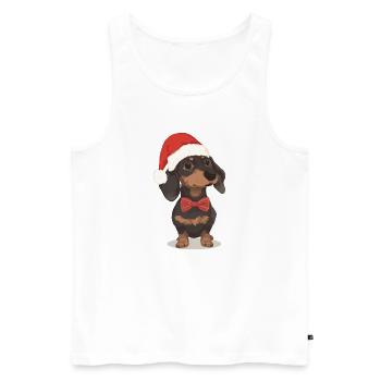 Weihnachts Dackel mit Mütze und Fliege - Männer Premium Bio Tank Top - Weiß - Vorne - Michal (187cm)