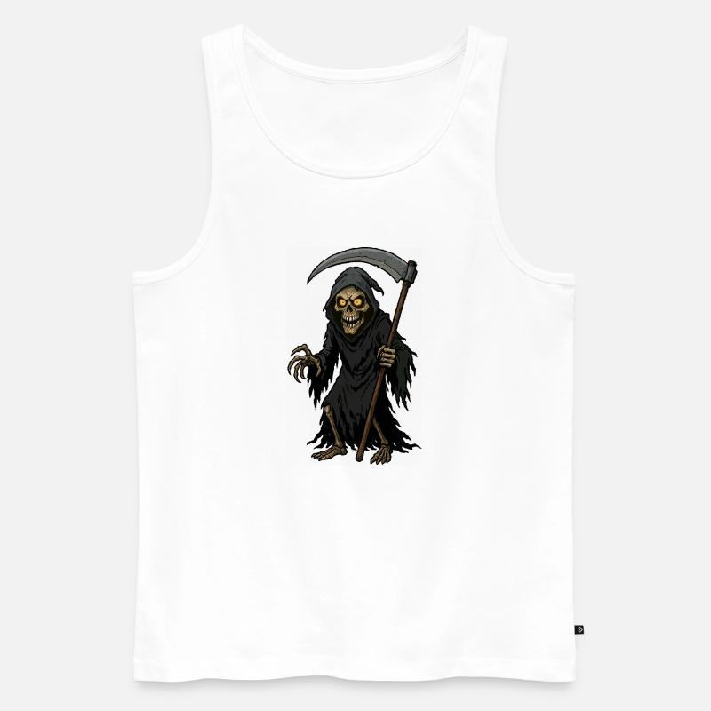 Der Sensenmann mit der Sense - Männer Premium Bio Tank Top - Weiß