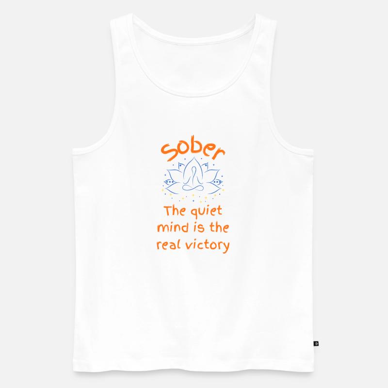 Nüchternheit - Quiet Mind Victory Mandala - Männer Premium Bio Tank Top - Weiß