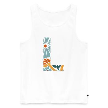 Lettre l fleurs groovy idée cadeau  - Débardeur bio Premium Homme - blanc - Devant - Michal (187cm)