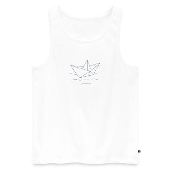 Origami Boot – Minimalistische Line Art Maritime I - Männer Premium Bio Tank Top - Weiß - Vorne - AI Model Male 178 light (178cm)