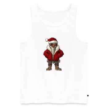 Dinde Noël Hiver - Débardeur bio Premium Homme - blanc - Devant - Michal (187cm)