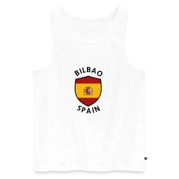 Bilbao Shield Spain Crest Tee - Men's Premium Organic Tank Top - white - Front - AI Model Male 178 light (178cm)