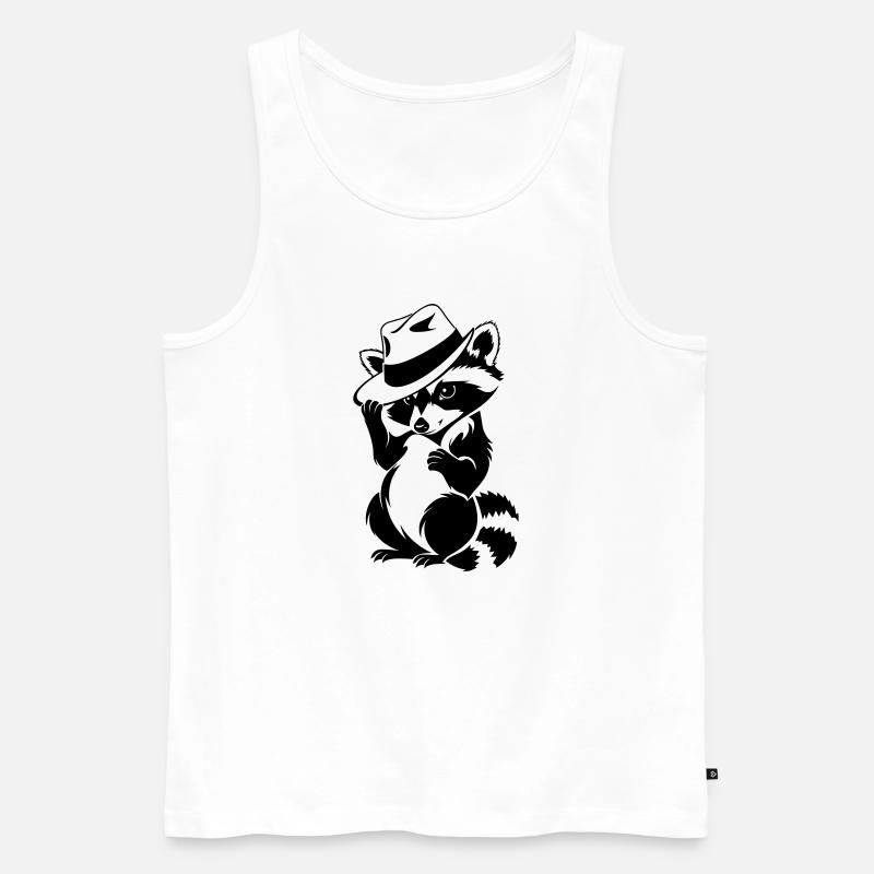 Süßer Waschbär mit Hut - Männer Premium Bio Tank Top - Weiß