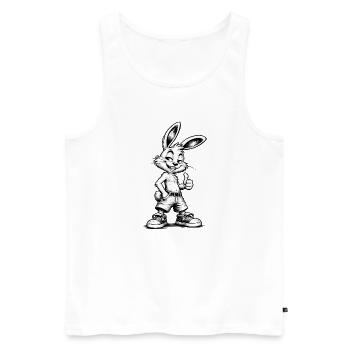 Cooler Hase Cartoon Schwarz Weiß Street Style  - Männer Premium Bio Tank Top - Weiß - Vorne - Michal (187cm)