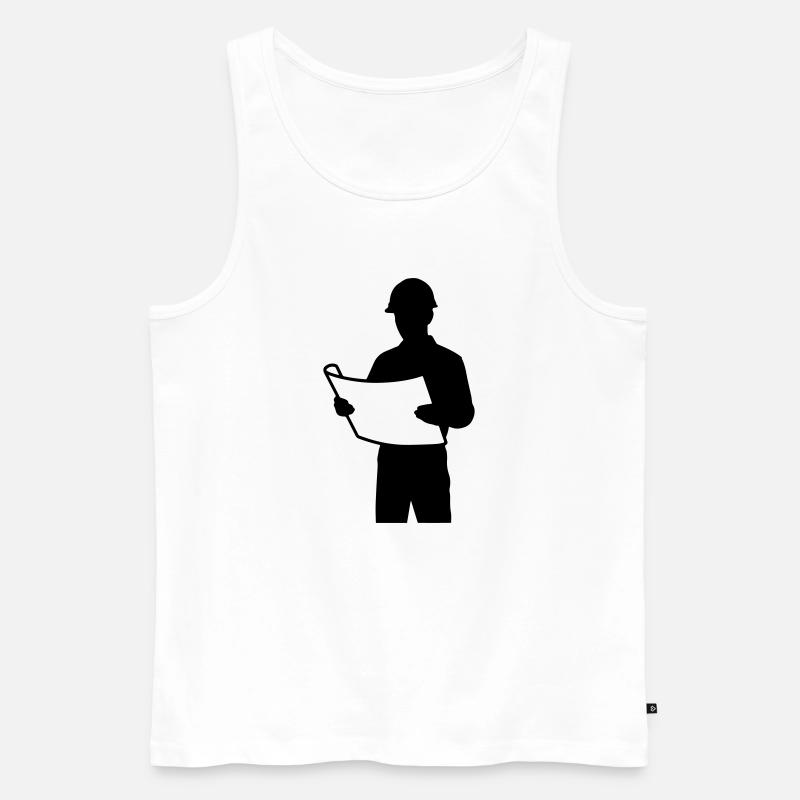 T-shirt Architecte - Engineer Blueprint Design - Débardeur bio Premium Homme - blanc
