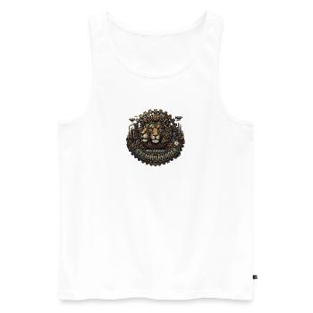 Steampunk Lion : Forgez votre héritage - Débardeur bio Premium Homme - blanc - Devant - Michal (187cm)