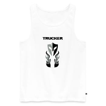 Trucker  Brust - Männer Premium Bio Tank Top - Weiß - Vorne - Michal (187cm)