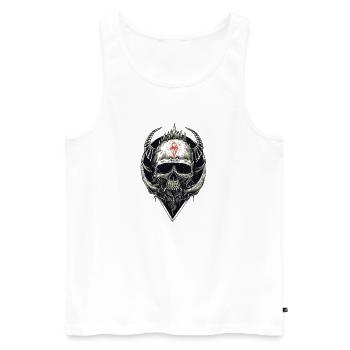 Totenkopf mit rotem Symbol - Männer Premium Bio Tank Top - Weiß - Vorne - AI Model Male 178 light (178cm)