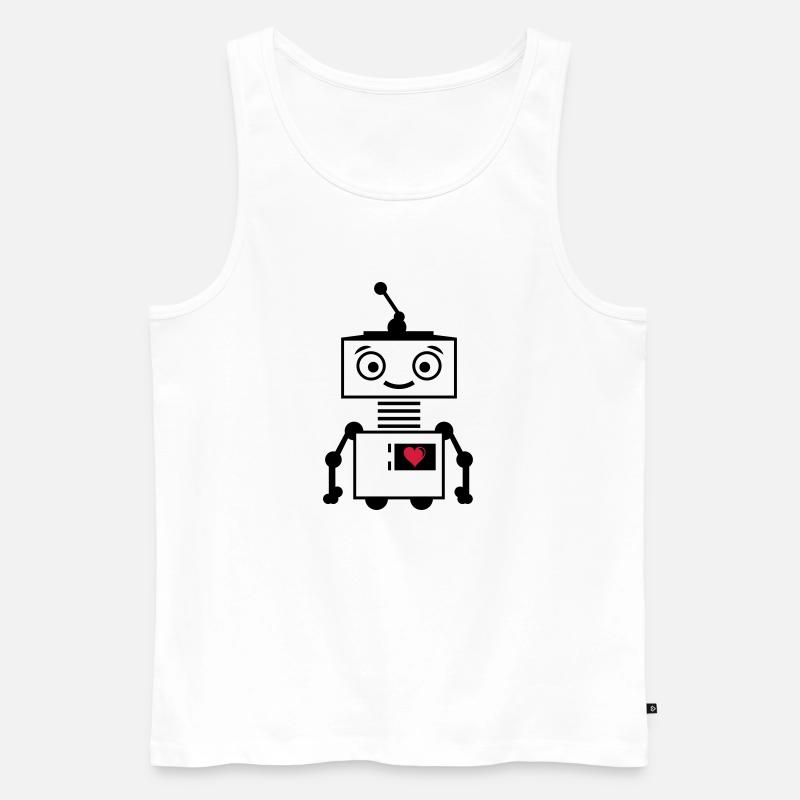 roboter_herz_2 - Men's Premium Organic Tank Top - white