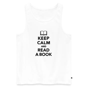 Keep calm and read a book - Débardeur bio Premium Homme - blanc - Devant - Michal (187cm)