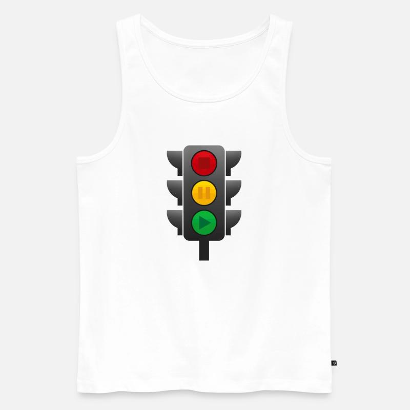 Ampel (Stop, Pause, Play) - Männer Premium Bio Tank Top - Weiß