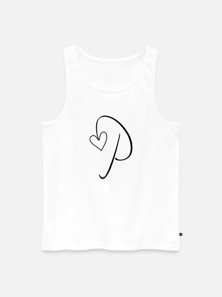 Letter P Letter-P Calligraphy - Men's Premium Organic Tank Top - white