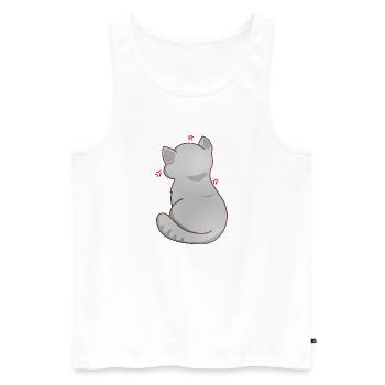 Funny Kawaii Gray Cat, Annoyed Cat - Men's Premium Organic Tank Top - white - Front - Michal (187cm)
