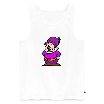 Zwerg mit lila Mütze - Männer Premium Bio Tank Top - Weiß - Vorne - Michal (187cm)