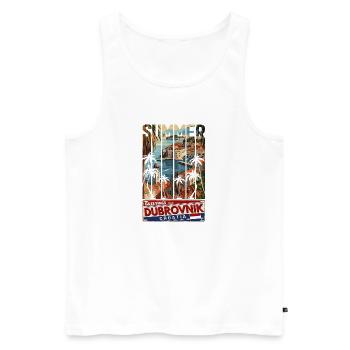 Croatie Croatie Voyage d’été Croatie Dubrovnik - Débardeur bio Premium Homme - blanc - Devant - Michal (187cm)
