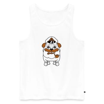 Vieux Carlin Chien Capitaine Drôle Mignon Dessin Animé Bande Dessinée - Débardeur bio Premium Homme - blanc - Devant - AI Model Male 178 light (178cm)