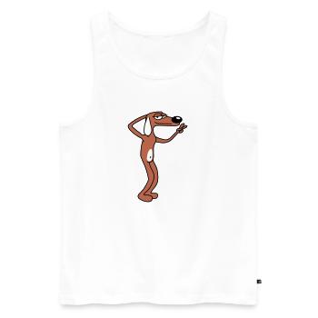 Hund Gechillter Kerl Peace Handzeichen Entspannt - Männer Premium Bio Tank Top - Weiß - Vorne - Michal (187cm)